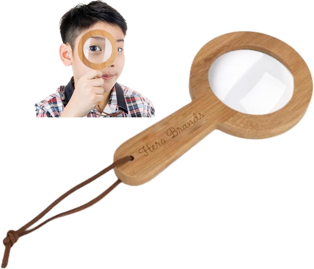 Wood Magnifying Glass for Kids - Wooden Montessori Learning Adventure Toy - Learn and Explore - Wooden Magnifier (1 Piece)