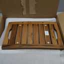 18" Standard Teak Shower Bench with Shelf & Handle - Waterproof, Non-Slip Bath Stool, 300 lbs Capacity - Fits Standard Tubs/Showers & Outdoor Use (Patented), Brown , 18"W x 12" Dx 18"H