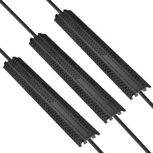 3 Pack Floor Cord Covers for Wires on Floor,Cable Protector Ramp | Heavy Duty TPR Drop Over Cable Protector,Non Slip Cord Cover for Extension Cords,Hoses,Office,Garage and Warehouse