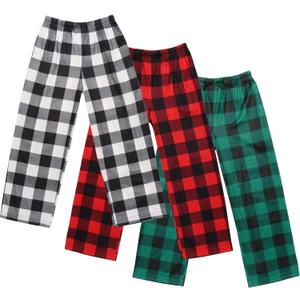 Ekouaer Boys Pajama Pants 2 Pack Sleep Pants Soft Elastic Waist Kids Pajama Bottoms Plaid Lounge Pants with 2 Pockets (10-11 Years, B-pattern7)
