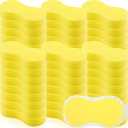 Vesici 48 Pack Large Sponges Bulk Multi-Purpose Extra Large Sponge for Washing Cars Field Day Water Games Household Cleaning Car Boat Bike Kitchen Bathroom Vacuum Compressed Packing (Bright Yellow)