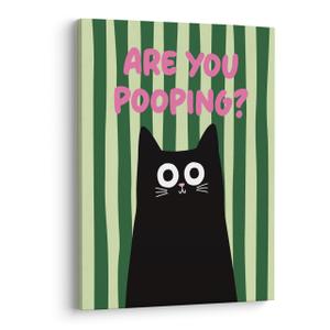 XWELLDAN Funny Humor Welcome to the Bathroom a Cat Will Be with You Shortly Framed Canvas Wall Art Decor, Black Cat Bathroom Toilet Decor, 11x14 Inches