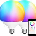 ILC G120 LED Large Globe Light Bulbs 15W, Compatible with Alexa Required Echo Device,  4.72 inch, Color Changing, 150W Equivatlent, Color Temprature 4000k, CRI>95+, E26 Base (2 Pack) (Natural White 4000k + Rgb)