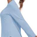 MoFiz Women's UPF 50+ Sun Protection Long Sleeve Shirts for Hiking Running Athletic Quick Dry Loose Fit Workout Tops (Blue, M)