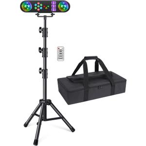 Telbum DJ Lights with Stand, 5 in 1 LED Party Bar Light Sound Activated DJ Stage Light Package, Rotating Disco Ball,Multiple Pattern Effect,UV & Strobe,Indoor for Wedding Gig Live Band Club Show Event