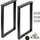 HOMEKAYT Desk Legs Metal Table Legs 28 Inch, Heavy Duty Metal Legs Multiple Uses for Dinning, Kitchen,Office Table(Rectangle Shape, 2pcs)-Black (28H x 17.7W)