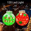 2pc Lighted Pop-Up Outdoor Christmas Ornament Set, Holiday Ball Decorations with 120 LED Lights, Outdoor Christmas Decor Collapsible for Yard - Red/Green