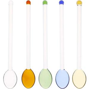 5 Pieces Glass Spoons for Coffee Teaspoons Glass Stirring Spoon Rod 5.9 inch Coffee Stirrers Ice Tea Spoon Glass Mixing Spoon for Tea SugarHome Bar Party