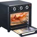 Panana Compact Airfryer Toaster Oven, 1400W 21QT with 6-in-1 Multifunctions and Wide Temperature Range, Air Fryer Oven with 60-Minute Timer/Auto-Off, Stainless Steel Countertop Oven (Black)