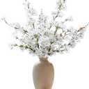 4pcs Cherry Blossom Branches Artificial Flowers for Spring Tall Vase Decoration,40" Long Stem Fake Cherry Flowers for Home Wedding Party Bedroom Table Centerpiece Arrangement Decor(White)