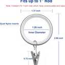 24 Pack Curtain Rings with Smooth, Quiet Nylon Inserts with Clips, Window Clip Rings Curtain Hooks Hangers, 1.26 in Interior Diameter, Fits up to 1" Rod (Nickel)