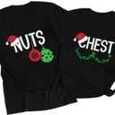 Christmas Couples Shirts Merry Christmas Couples Matching Outfits Xmas Holiday Graphic Short Sleeve Tees Top (Black, M)
