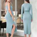 2 PCS Maternity Dress Short Cardigan Bodycon Maxi Formal Dresses Baby Shower Spring Summer for Women (Blue, M)