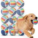 Nobleza Squeaky Tennis Balls for Dogs, 12 Pack 2.5" Floatable, Small Medium Dogs, Training, Natural Rubber, Rainbow