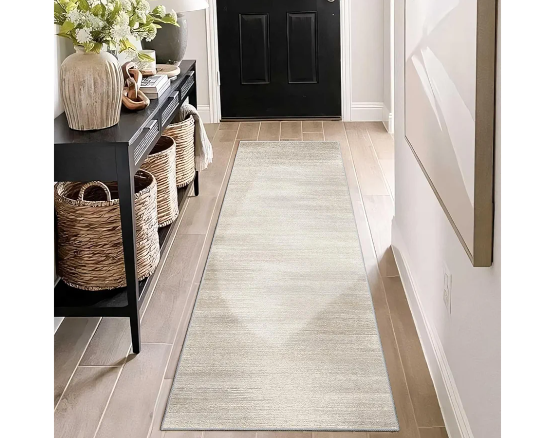 Enkor Runner Rugs for Hallway, 2x6 Washable Soft Non Slip Abstract Rugs for Kitchen, Modern Mat for Entryway Living Room Bedroom Beige & Grey