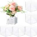 Meanplan 6 Pack Square Flower Vase, Acrylic Clear Cube Shape Flower Vase Decorative Centerpiece for Wedding Home Office Floral Decor(4 x 4 x 4 Inch)