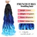 WIPPORYA Ombre blue French Curly Braiding Hair 24 Inch 6 Packs Black Loose Wave Bouncy Crochet Hair Pre Stretched 100g/pack Yaki Curly Braiding Hair for Black Women Hair Extensions (Ombre blue)