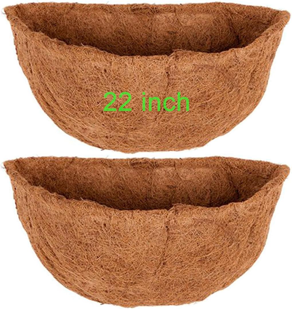 2PCS 22 Inch Coconut Liners for Planters Half Round Half Circle Coco Fiber Replacement Liners for Wall Hanging Baskets