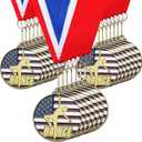 20 Pcs Gold Patriotic Award Medals Bulk 2'' Academic Star Performer Dance Great Job Medallion with Neck Ribbons Metal Trophy Award Prize Gift for Tournaments Competitions Party