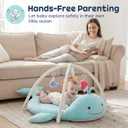 Baby Play Mat, Whale Tummy Time Mat with Toys, Baby Activity Gym for Infants 012 Months Sensory Floor Mat for Boys & Girls