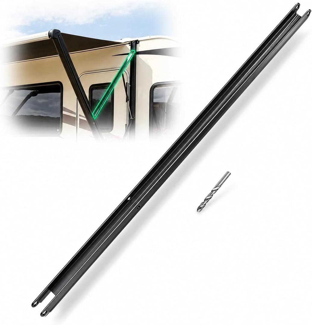 383152 50" RV Awning Inner Drive Arm Replacement, Compatible with Solera Regal 69" Awning Arm Assemblies, Precision-Fit 50"x1.75" Black Aluminum Rail, Rust-Resistant Powder-Coated with Drill Bit