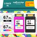 67XL Ink Cartridges Black/Color Combo Pack Replacement for HP Ink 67 67XL HP Printer Ink High Yield Works with DeskJet 2755e 2855e 2700 2800e 2700e 4255e 4155e Envy 6055e 6000 6455e 6400 (2-Pack)