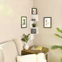 WELLAND White Finished Floating Shelf,Zig Zag 4 Tiers Corner Wall Mounted Shelf