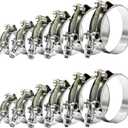 12pcs Hose Clamp Set, T-bolt Radiator Heavy Duty Hose Clamps 6 Size 3/4"~ 2" Working Range 28-64mm, 304 Stainless Steel Turbo Intake Soft Hose Intercooler Clamps