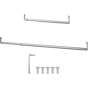 Threehoney Expandable Closet Rod for Wire Shelf Hanging Clothes Adjustable Heavy Duty Closet Hanging Rod Extender Heavy Duty Hanger Bar Metal Poles for Wardrobes Hanger, 1 Pack(36-60 Inch, Silver)