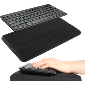 Keyboard Wrist Rest with Ergonomic Height - Computer Keyboard Stand & Soft Cushioned Pad for Wrist Pain Relief - Non-Slip Typing Support for Office, Gaming & Home (Black)
