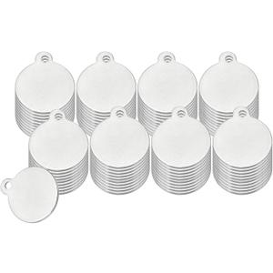 PATIKIL 80 Pcs 1/2 Inch Round Metal Stamping Blanks, Stainless Steel Silver Tone Blank Tags with Hole for Metal Stamping Tag, Jewelry Making, Engraving