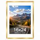QOTIB Wood 16x24 Picture Frame with 14x20 Mat Gold, Display 14x20 with Mat or 16x24 Without, Wood 16 by 24 Photo Frame, 16 x 24 Frame for Wall Hanging Display, Gold, 3 Pack