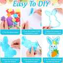 JarThenaAMCS 24Pcs Easter Craft Kit Suncatchers Crafts Colorful Cute Bunny Rabbit Egg Tissue Paper Sign for Easter Spring Holiday Party Favors Window Art DIY Project