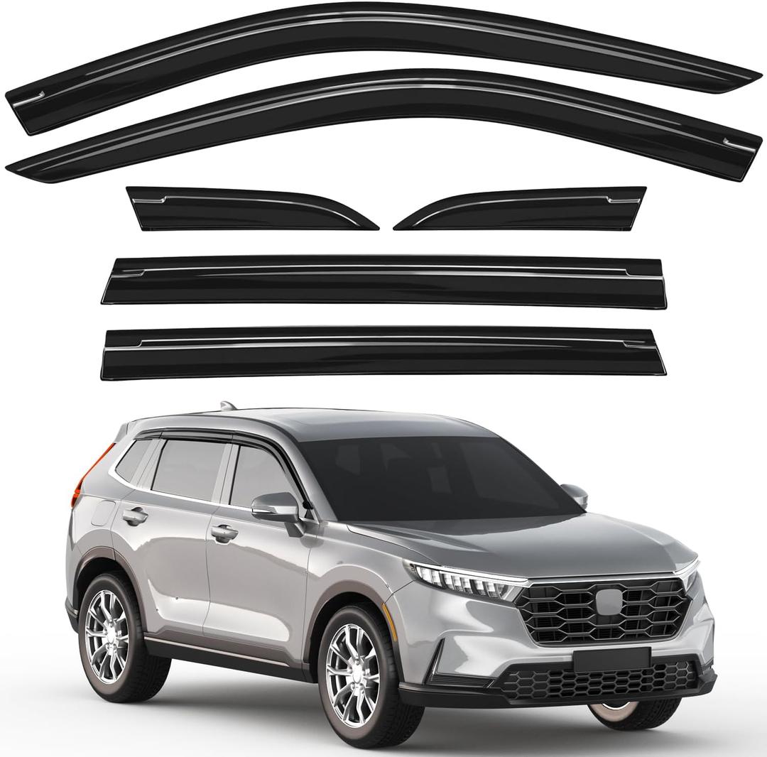 6pcs Out-Channel Window Rain Guards Fit for Honda CRV CR-V 2023 2024 2025 2026,Extra Durable Window Visors Vent Visors Vent Shades Wind Deflector Dark Smoke Car Tape-on 6-pcs with Thicker