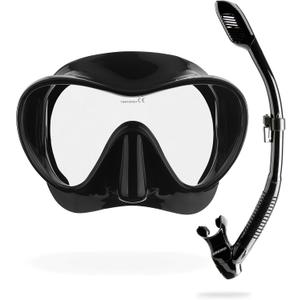 Cressi F1 & Supernova Dry Mask & Snorkel Kits, Black/Black