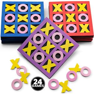 Tic Tac Toe Game (Pack of 24) 5"x5" Foam Tic-Tac-Toe Mini Board Game - Bulk Toys for Kids, Birthday Party Favors, Birthday Goody Bag Stuffers, Classroom Prizes & Occupational Therapy