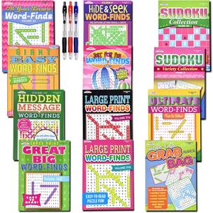 4 x 12-Pack 950+ Sudoku Book, Sudoku Puzzles for Adults, Large WordSearch Puzzle for Adults, Aging Seniors Brain Stimulation Activity Book (Variety Pack Bulk), Paperback - Large 8x10