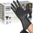 Black Vinyl Gloves, Food Grade Gloves Disposable Latex Free & Powder Free, Guantes for Cleaning Cooking Food Prep (Large)