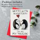 Handmade 20th Wedding Anniversary Card for Couple, Handcrafted 20 th Anniversary Card Gift for Wife or Husband, Happy 20th Cards for Women and Men, Cute Hand-painted Penguin Card