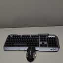 Wireless Gaming Keyboard and Mouse Combo,Rainbow LED Backlit Keyboard with Rechargeable 3800mAh Battery Metal Panel,Removable Wrist Rest Mechanical Feel and 7 Color Mute Gaming Mice for PC PS4 PS5 (Black LED Mix)