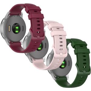 18mm Soft Silicone Watch Band for Garmin Vivoactive 4S, Vivomove 3S 39mm, Fossil Women's Gen 6/5E 42mm, Q Venture Gen 4 HR/3, Sport 41mm - 3 Pack