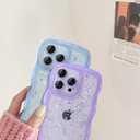 2 x Case for iPhone 11 - Curly Wave Edge Design, Bling Glitter Star Shiny Case, Cute Pink Clear Full Protection Soft TPU Shockproof Cover for Women and Girls (iPhone 11, Purple)