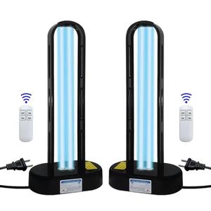 BAIMNOCM UV-C Lamp for Dust Mite 38 Watt 2 Pack, UVC Germicidal Lamp with Remote Control, UV Disinfection Light Bulb, Ultraviolet Light for Room Basement/Bedroom/Kitchen