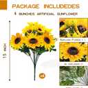 TURNMEON 28Pcs Sunflowers Artificial Flowers for Outdoors Summer Decor, 4 Pack Fake Flowers Silk Faux Sunflower Bouquet Arrangement for Vase Wedding Table Indoor Home Grave Flowers Cemetery Decor