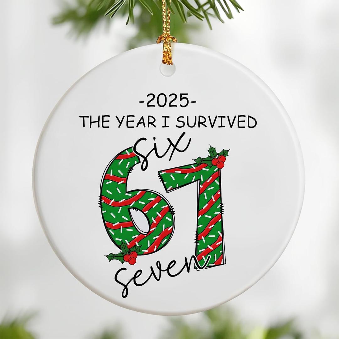 67 Christmas Ornament 2025 | Funny 6 7 Meme Ornament | Funny Christmas Ornaments 2025 | 67 Gifts for Kids Teens Gen Alpha | Stocking Stuffers for Teens