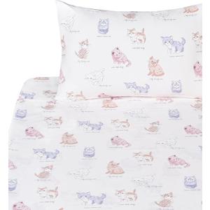 J-pinno Pink Kitty Sweet Cats Girls Kids Twin Sheet Set Bedroom Decoration Gift, 100% Cotton, Flat Sheet + Fitted Sheet + Pillowcase Bedding Set (Pink Kitty, Twin)