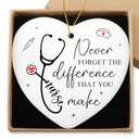 Nurse Gifts for Women Hanging Ornament Nursing Week Gifts for Rn LPN NP Appreciation Graduation Retirement Birthday Nursing Ideas Gift Christmas Tree Ceramic Heart Keepsake, Pack Of 2