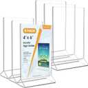 MaxGear Acrylic Sign Holder Table Card Display 4 X 6 inches Clear Sign Display Holder Plastic Table Menu Stand Double Sided Ad Picture Frame for Office, Home, Store, Restaurant, 6 Pack