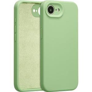 for iPhone 16E/iPhone 17E Case Silicone,with [Full Camera Protection][Soft Anti-Scratch Microfiber Lining],Liquid Silicone Ultra Slim Shockproof Phone Case for Men Women Girls-Matcha