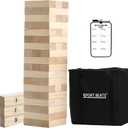 SPORT BEATS Outdoor Games Large Tower Game 54 Blocks Stacking Game Includes Carry Bag (Natural)